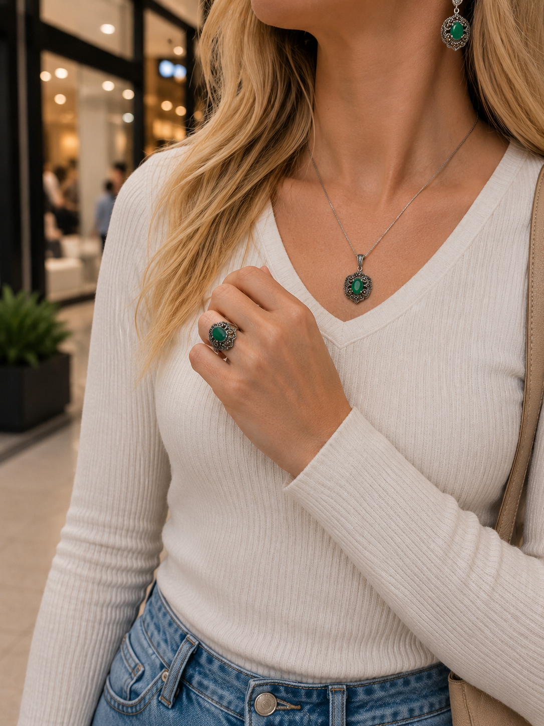Vintage-Inspired 925 Sterling Silver Jewelry Set