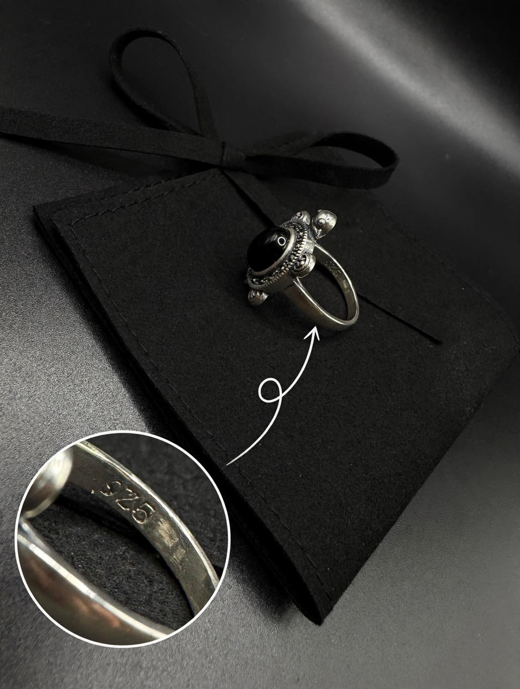 925 Sterling Silver Vintage-Inspired Turtle Ring