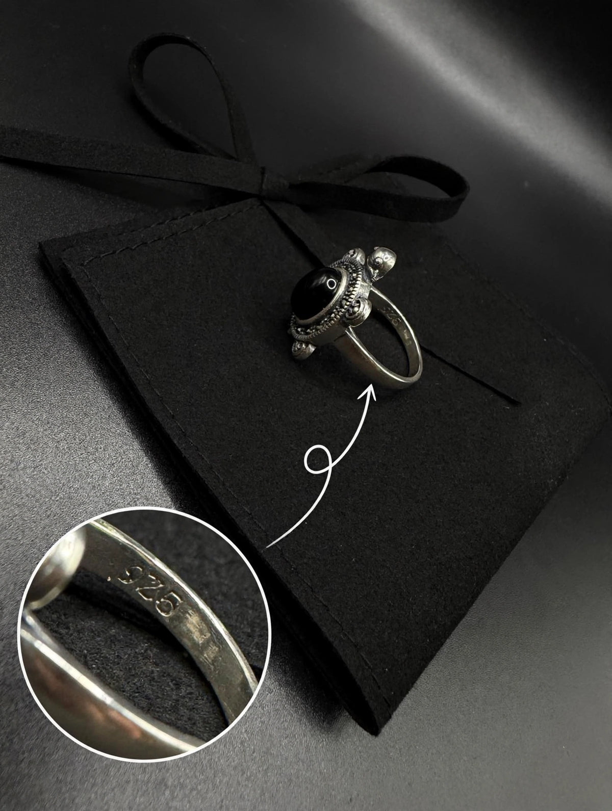 925 Sterling Silver Vintage-Inspired Turtle Ring
