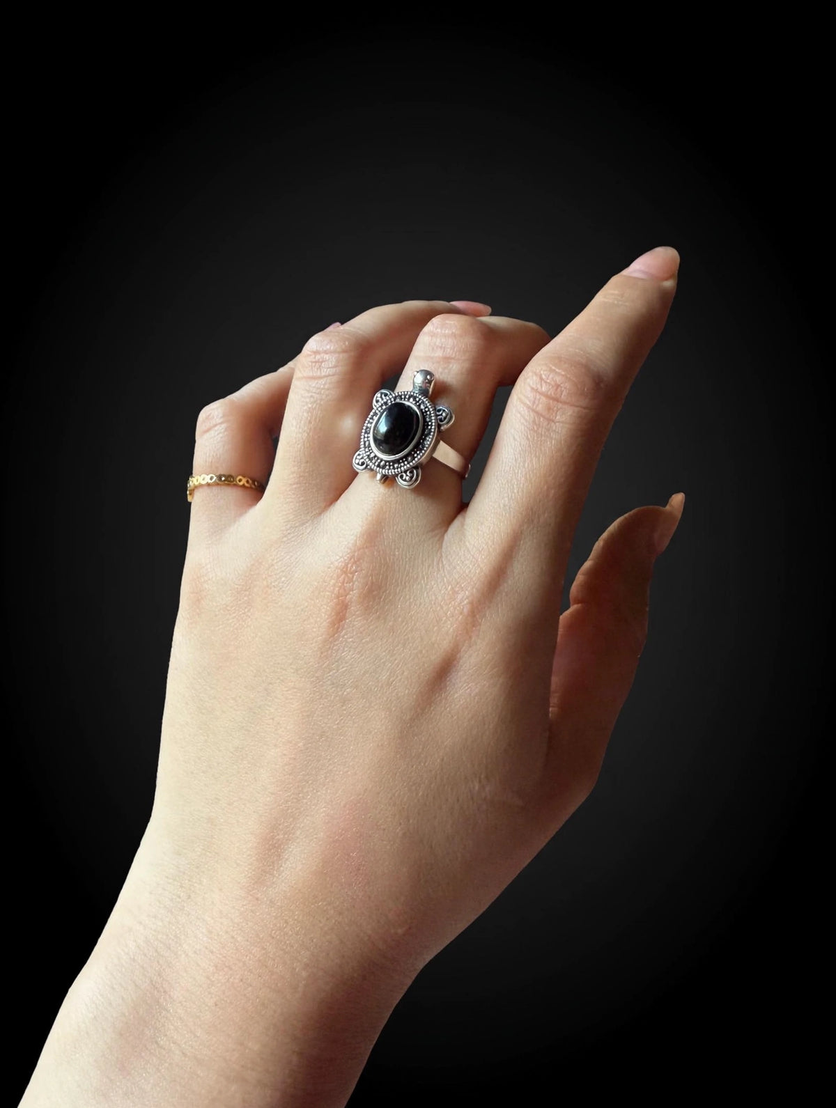 925 Sterling Silver Vintage-Inspired Turtle Ring