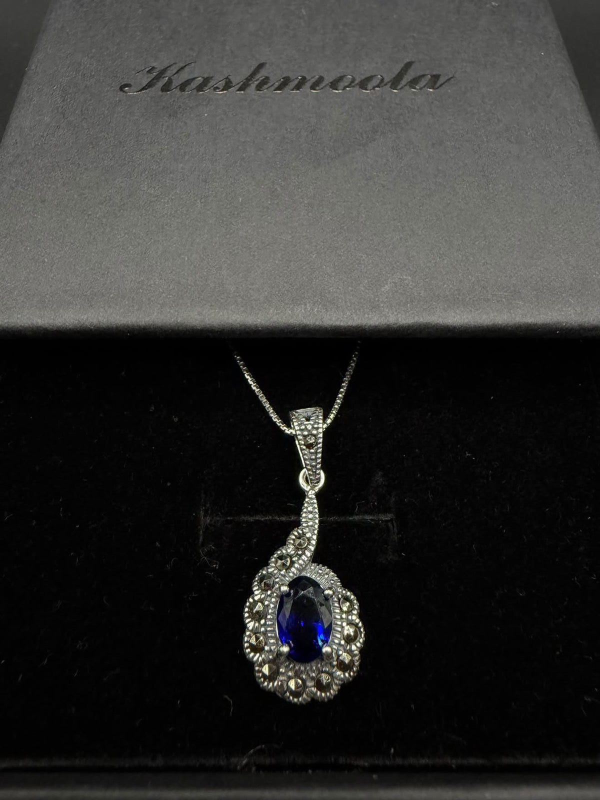 Vintage-Inspired Blue Stone 925 Sterling Silver Jewelry Set