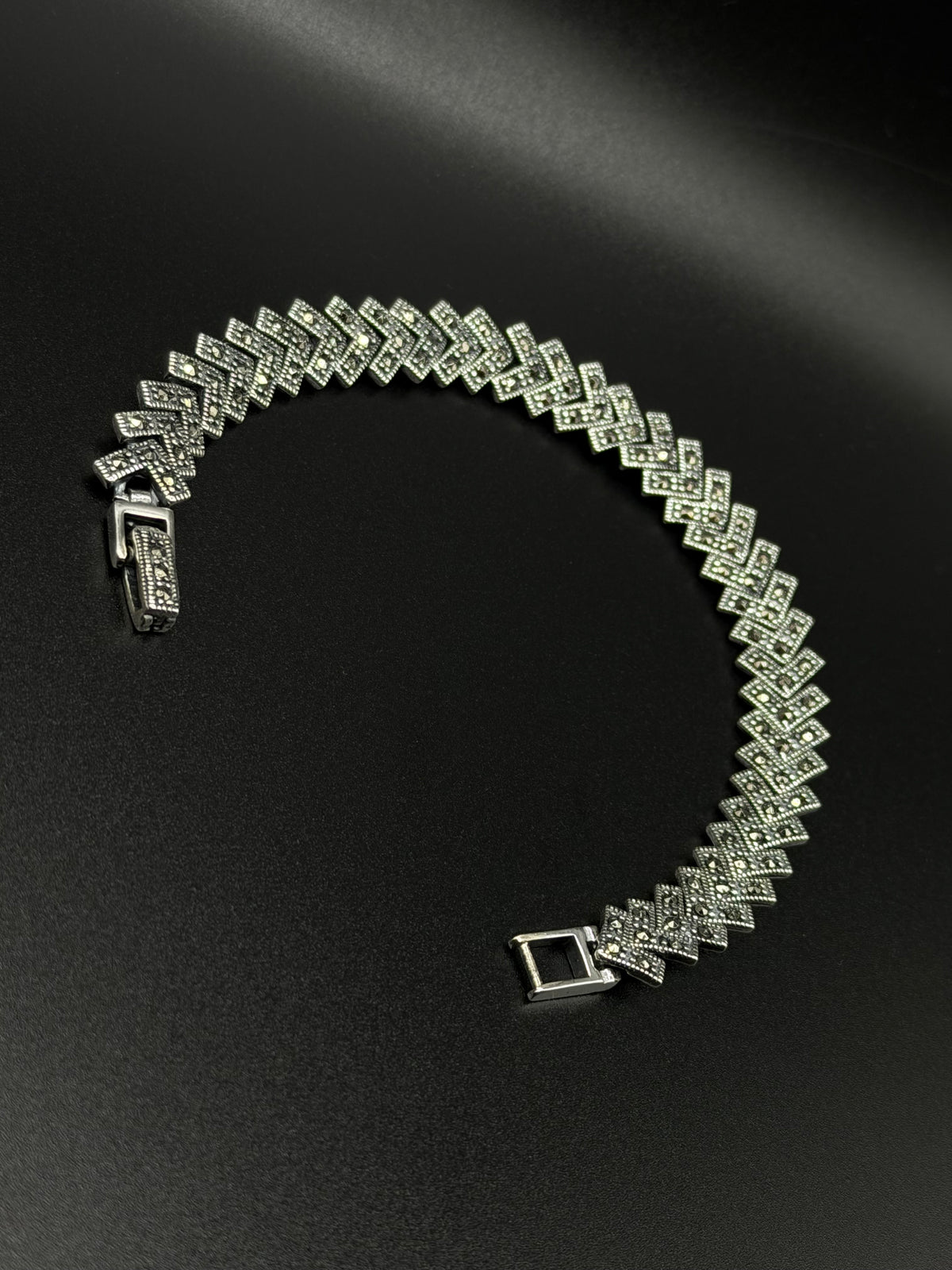 Women’s 925 Sterling Silver Bracelet with Marcasite-Inspired Details