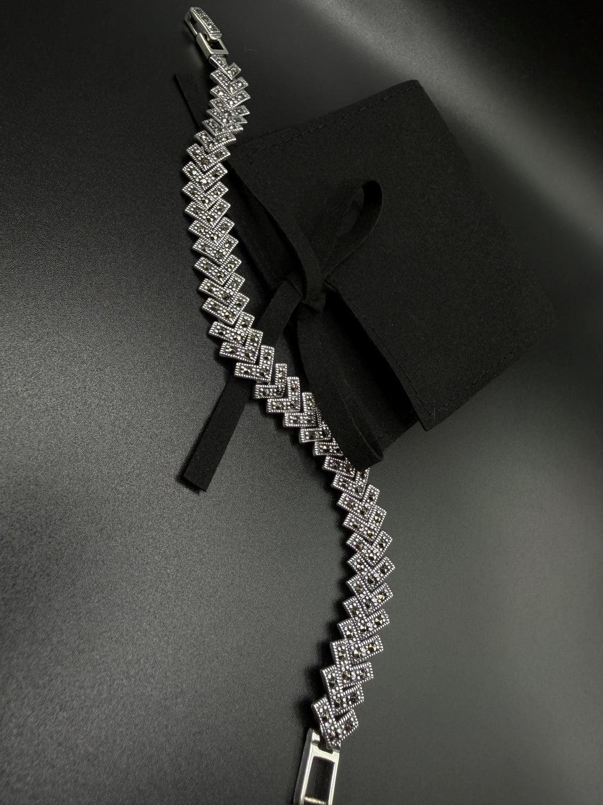 Women’s 925 Sterling Silver Bracelet with Marcasite-Inspired Details