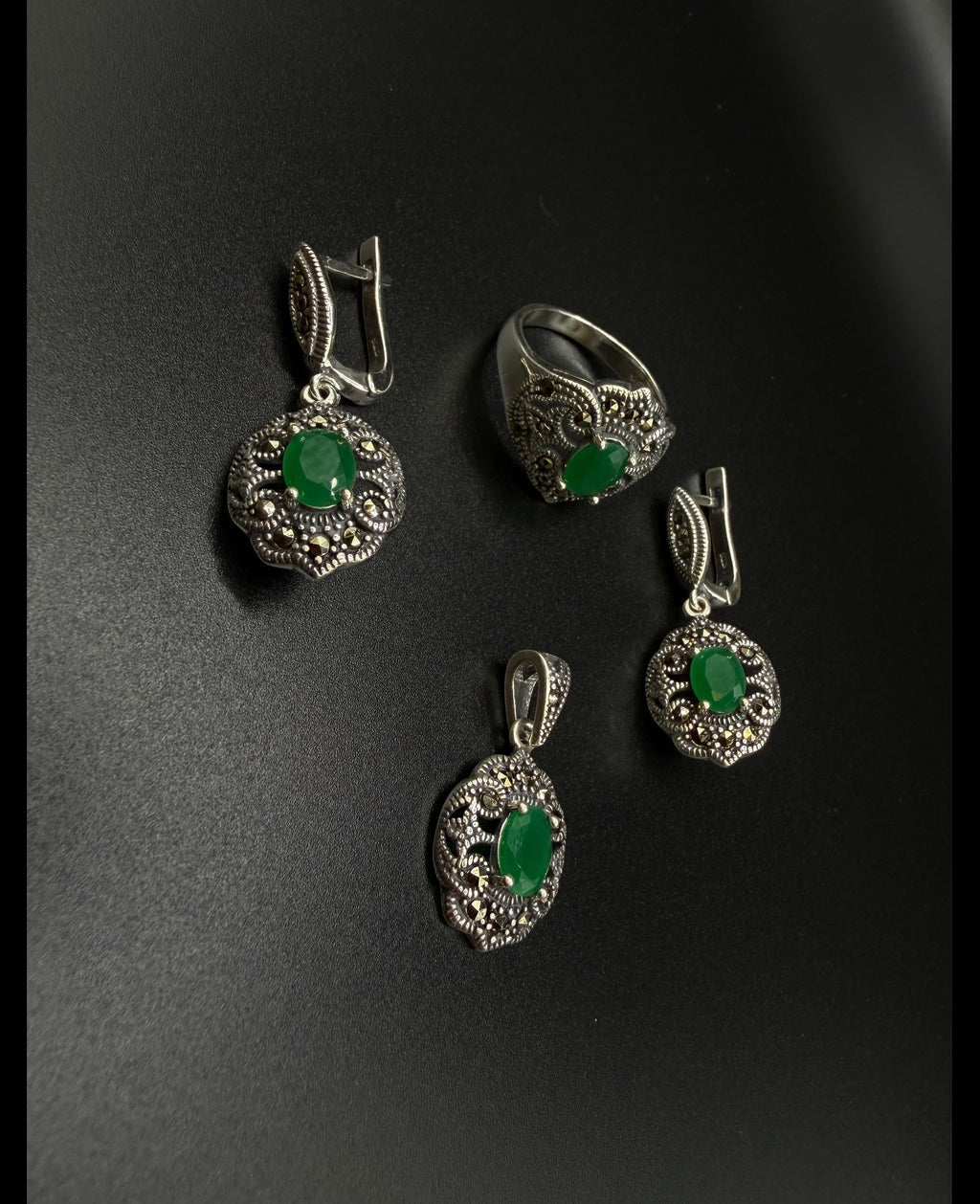Vintage-Inspired 925 Sterling Silver Jewelry Set