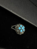 Vintage- Inspired Turquoise Blue Statement Ring – 925 Sterling Silver
