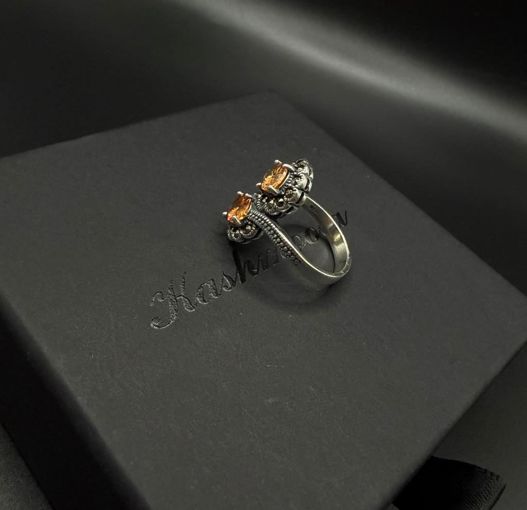 Vintage-Inspired Amber 925 Sterling Silver Jewelry Set